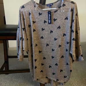 Mocha black hearts blouse